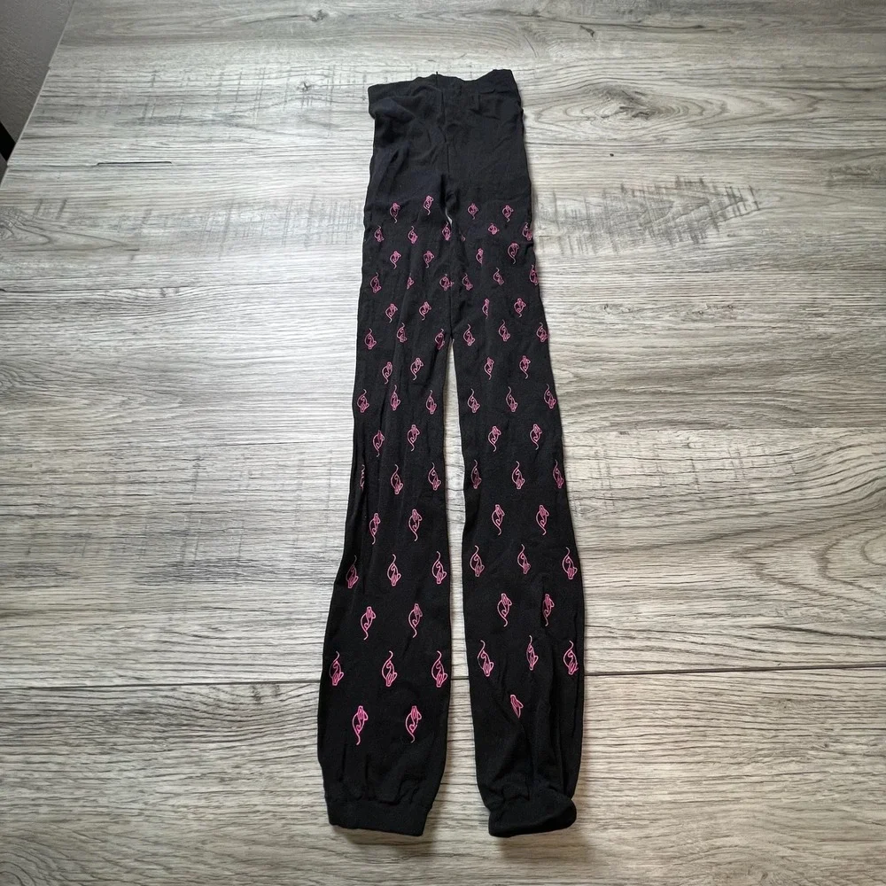 Baby phat Tights Women One Size Black Pink Graphic Mouse Print Alt Streetwear‎